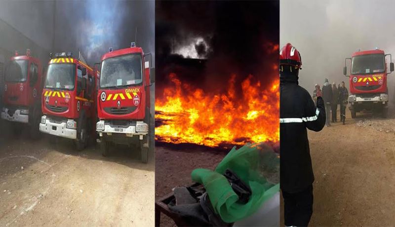 حريق مهول داخل مخزن الأفرشة ببسكرة