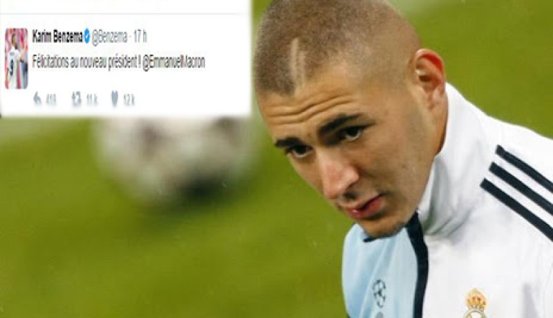 بن زيمة يهنئ ماكرون ورفاقه في ريال مدريد ينقلبون عليه