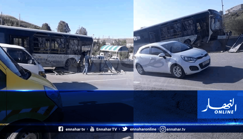 إصابة 8 أشخاص بجروح في حادث إصطدام حافلة لنقل المسافرين بتيزي وزو