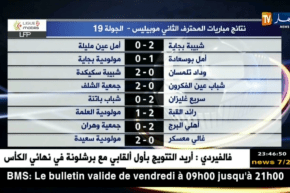 نتائج مباريات المحترف الثاني موبيليس – الجولة 19