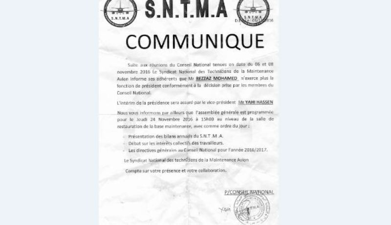 سحب الثقة من رئيس نقابة تقنيي الطائرات