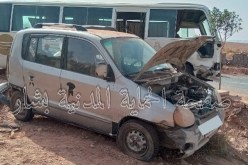 بشار: إصابة 3 أشخاص في حادث اصطدام سيارة مع حافلة لنقل المسافرين