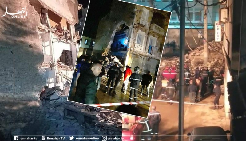 شاهد: إنهيار عمارة بحي البلاطو في وهران
