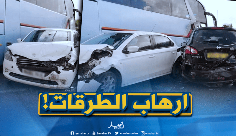 اصطدام سيارتين سياحيتين بحافلة بالعاصمة