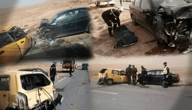 بالصور.. قتيلان وجريحان في حادث إصطدام بين 3 سيارات بالبيض