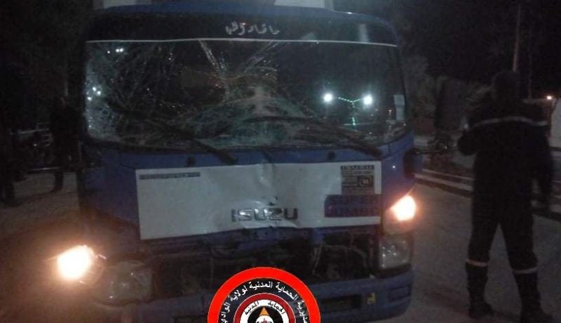 الوادي: 9 جرحى إثر اصطدام شاحنة وسيارتين بقمار
