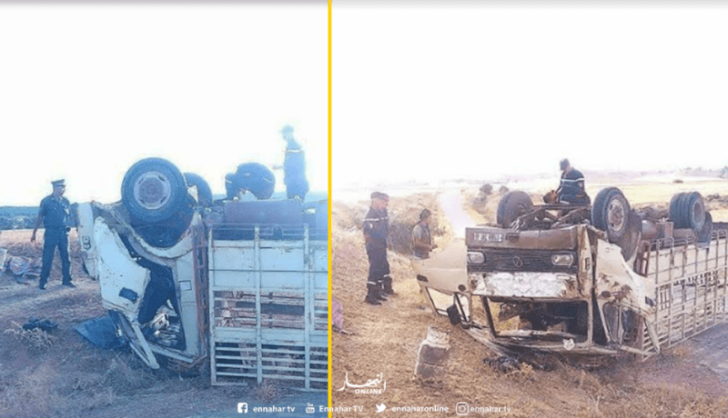 جريح في حادث انقلاب شاحنة محملة بالأغنام في سعيدة