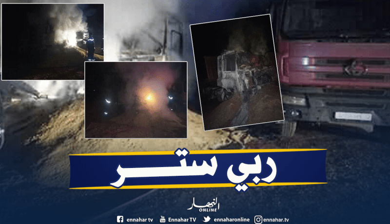 بالصور.. حريق في شاحنة بأم علي في تبسة