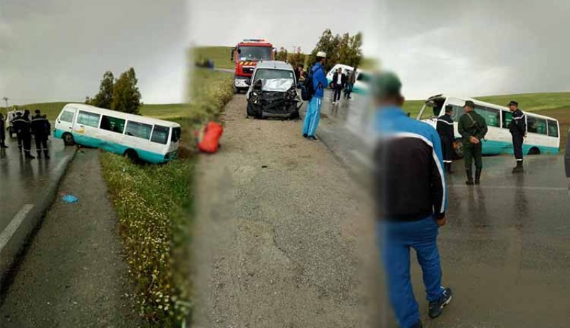 6 جرحى في حادث اصطدام حافلة بسيارة بمعسكر