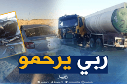 بالصور..  قتيل في حادث مرور بين سيارة وشاحنة مقطورة بحاسي خليفة في الوادي 