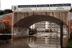 مياه الأمطار تتسبّب في انسداد مدخل جامعة بجاية