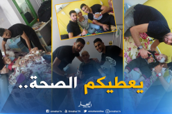 لاعبو النصرية يقومون بزيارة مرضى السرطان