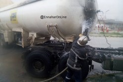 نشوب حريق مهول بصهريج نقل الزفت بأدرار
