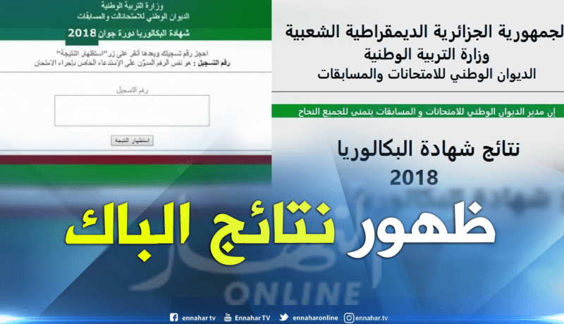 الإعلان عن نتائج البكالوريا عبر الموقع الإلكتروني