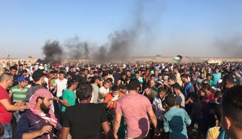بالصور ..إصابات برصاص الاحتلال الصهيوني خلال مسيرة العودة بغزة