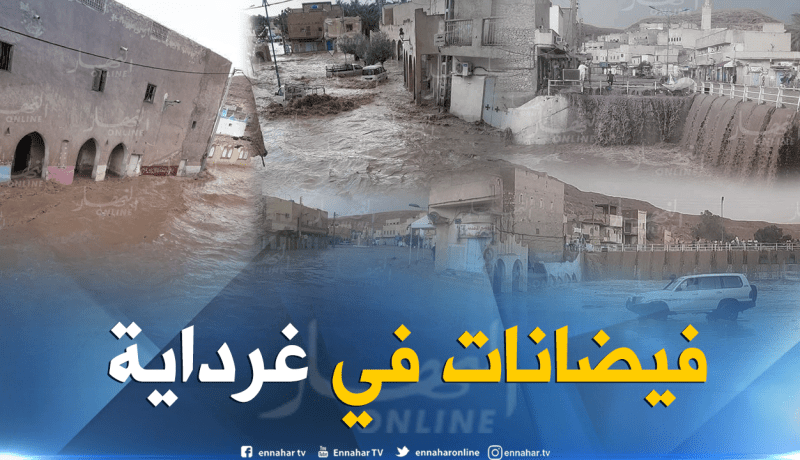 بالصور.. فيضانات وسيول تغرق مدينة “متليلي” بغرداية