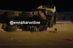 بالفيديو.. جريحان في حادث انقلاب شاحنة بقسنطينة