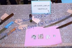قسنطينة: حجز أسلحة بيضاء ومؤثرات عقلية بباب القنطرة