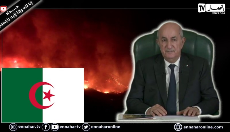 رئيس الجمهورية عبد المجيد تبون يتوجه بكلمة للأمة خاصة بالحرائق التي مسّت مختلف ولايات الوطن