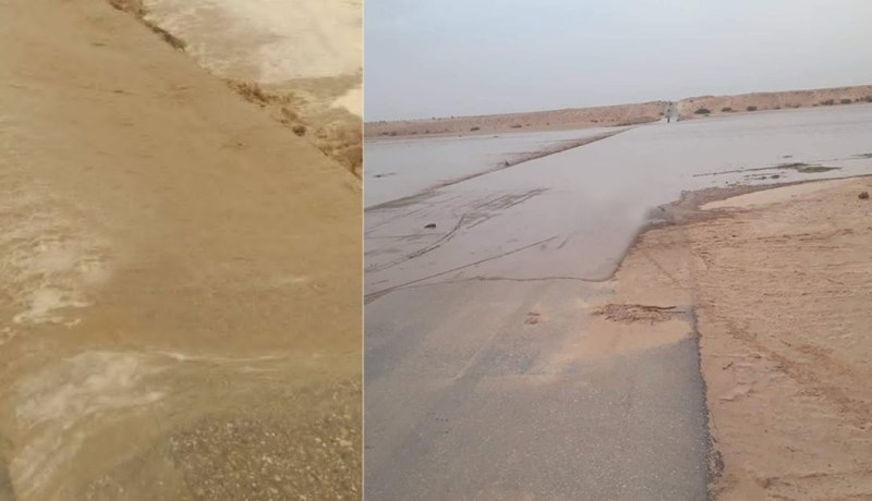 إرتفاع منسوب مياه واد جدي يغلق الطريق 60 الرابط بين بلديتي سيدي خالد و رأس الميعاد