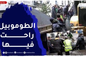 شاهد الكـارثة .. لحظة إخراج سيارة بـ”البوكلة” سقطت عليها شجرة ضخمة بالعاصمة