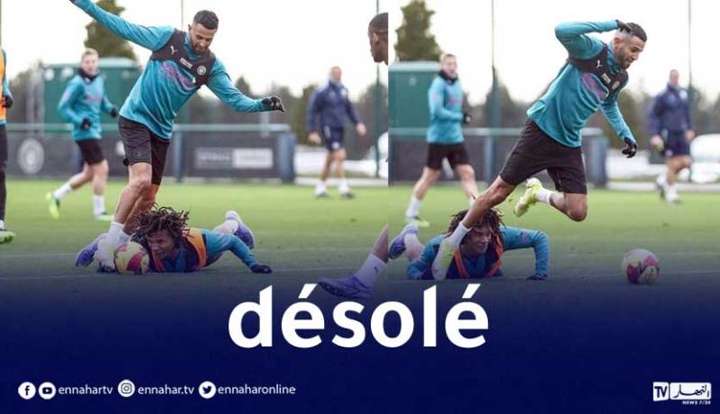 محرز يعتذر من زميله في مانشستر سيتي !