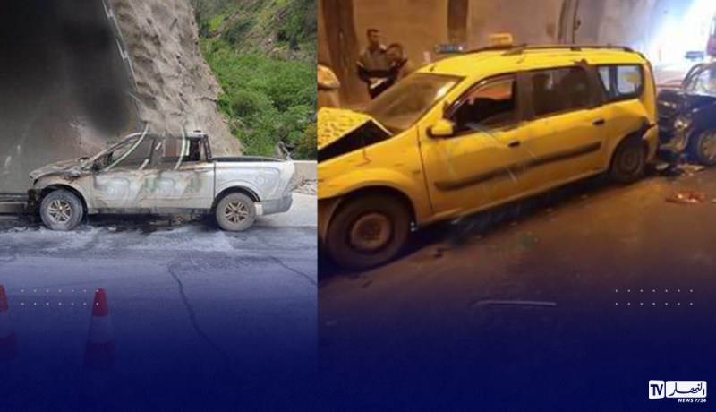 البليدة: إحتراق سيارة داخل نفق بالشفة.. وتصادم تسلسلي لـ 5 مركبات