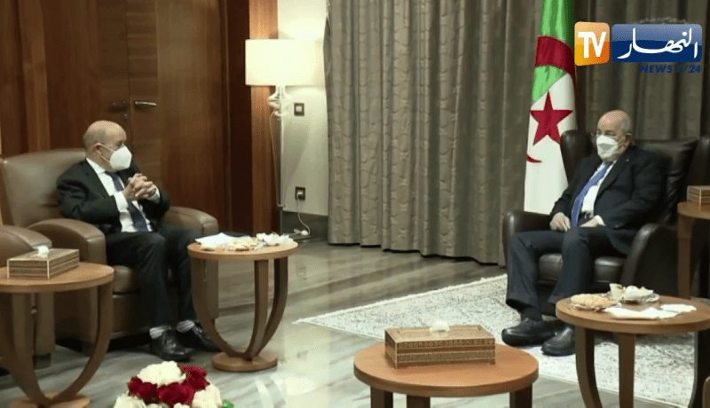 رئيس الجمهورية يستقبل وزير الخارجية الفرنسي جان إيف لودريان