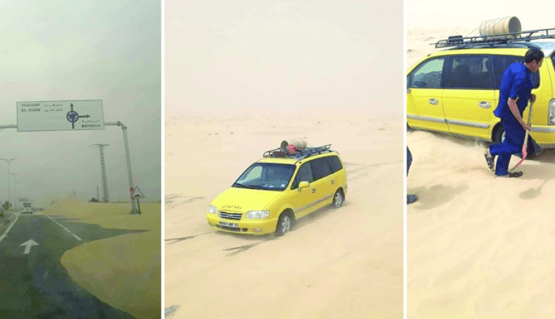 زوابع رملية “تدفن” الشوارع والطرقات وتعزل القرى بالوادي