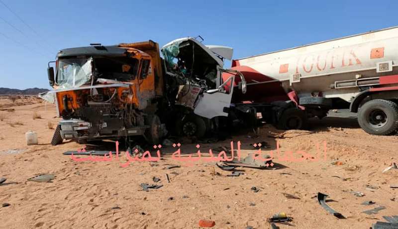 تمنراست.. جريحان في اصطدام بين شاحنتين