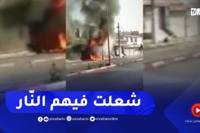 شاهد..نيـ.ران تلتهم 3 محلات تجارية بشارع بن يمينة في البليدة