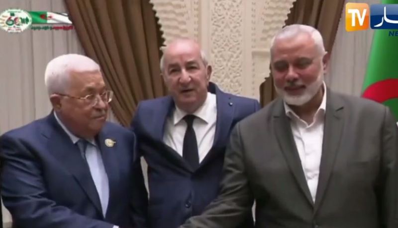 الرئيس تبون يجمع في لقاء تاريخي بين محمود عباس واسماعيل هنية