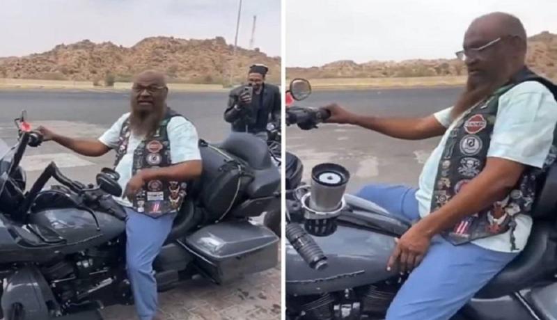 فيديو.. إمام الحرم المكي السابق يرتدي الجينز ويقود دراجة «هارلي»