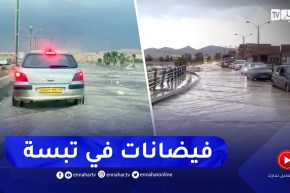 تبسة: إرتفاع منسوب مياه الاودية وتدفقها الى الطريق بين بولحاف الدير وعاصمة الولاية