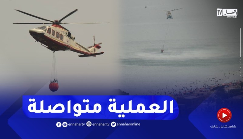تيبازة: الحماية المدنية تستعين بحوامة لنقل المياه لإخماد الحرائق بجبل شنوة