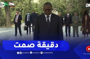 رئيس جمهورية غينيا بيساو يقف دقيقة صمت أمام النصب التذكاري المخلد لشهداء الثورة