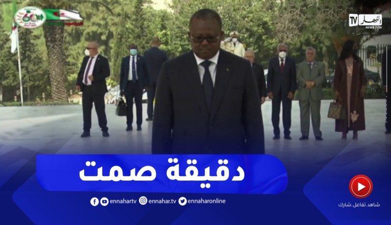 رئيس جمهورية غينيا بيساو يقف دقيقة صمت أمام النصب التذكاري المخلد لشهداء الثورة