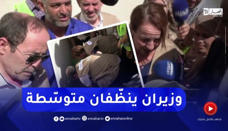 شاهد.. وزيرا التربية والبيئة يشاركان في تنظيف إحدى المتوسطات بالعاصمة