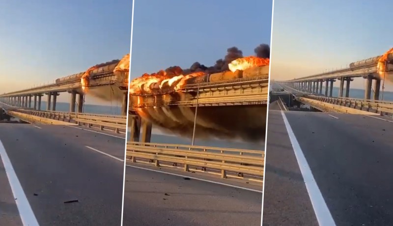 هدم جسر القرم.. روسيا توضح سبب اندلاع الحريق