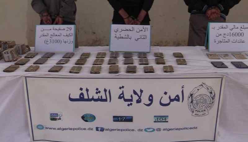 الشلف: توقيف 3 مروجين وحجز 3 كلغ من الكيف المعالج