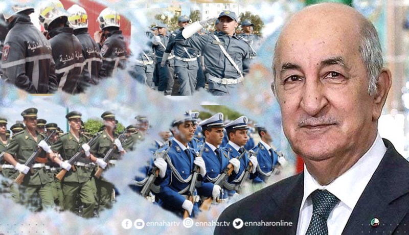 الرئيس تبون يهنىء أفراد سلاح الدرك الوطني الشرطة الحماية المدنية والجمارك بحلول سنة 2023
