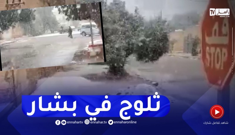 شاهد سقوط الثلوج ببني ونيف في بشار
