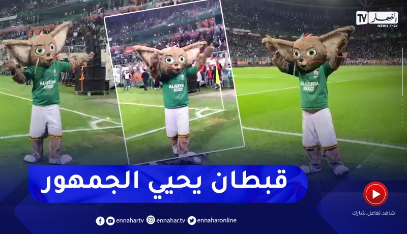 شاهد.. تميمة الشان “قبطان” يبادل جماهير ملعب نيلسون مانديلا التحيات