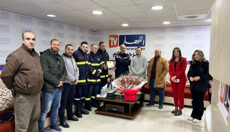 قناة النهار تستقبل وتكرم فريق الحماية المدنية العائد من تركيا