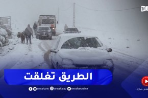 التساقط الكثيف للثلوج أدى إلى توقف حركة السير بالعديد من الطرقات بتيسمسيلت