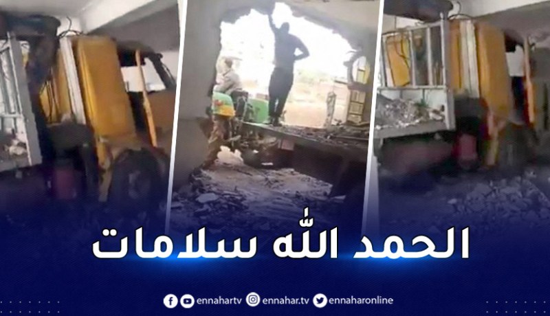 شاهد كيف إصطدمت شاحنة بمسجد في بومية بباتنة
