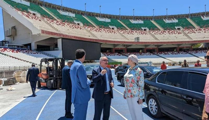 بالصور.. حماد ومولوجي يقفان على آخر التحضيرات الخاصة بالألعاب العربية