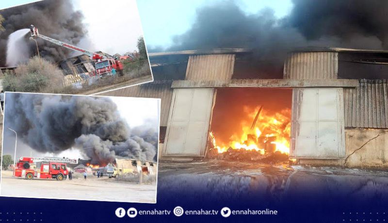 حريق مهول يلتهم مستودعا لتجميع وتخزين النفايات في الشلف