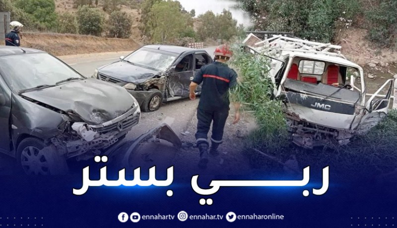 12 جريحا في إصطدام بين شاحنة وسيارتين بثنية الأحد في تيسمسيلت