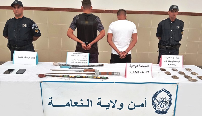 النعامة.. توقيف شخصين وحجز كمية من الكيف المعالج